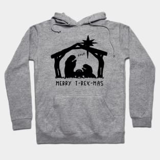 Christmas Cheer: Merry T-Rex-Mas (black text) Hoodie